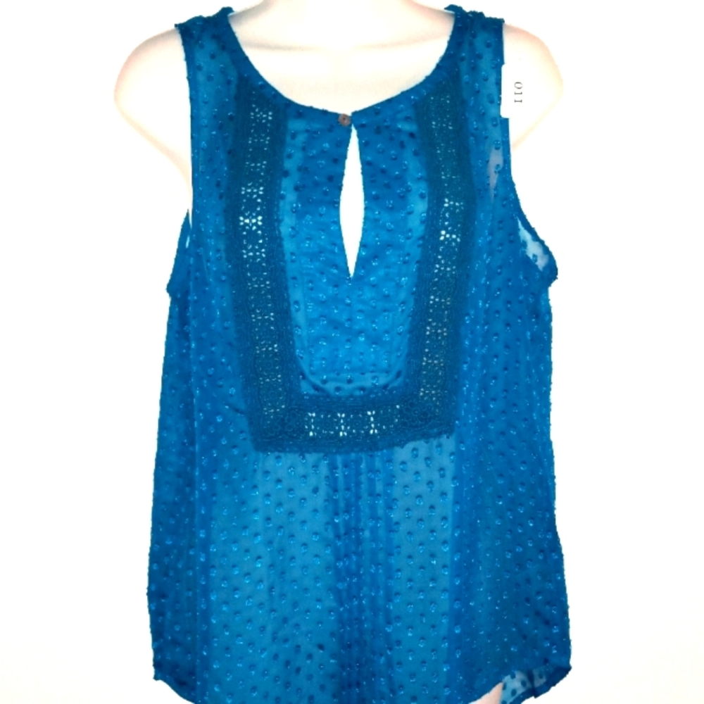 M - DANIEL RAIIN – BERMUDA BLUE – KEYHOLE BLOUSE